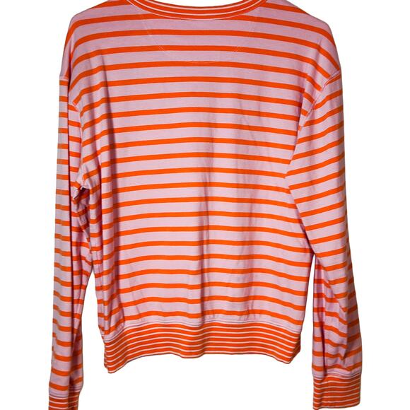 GAP Women's Long-Sleeved Bright Pink/Orange Striped Crewneck Top Size Large - Picture 2 of 8